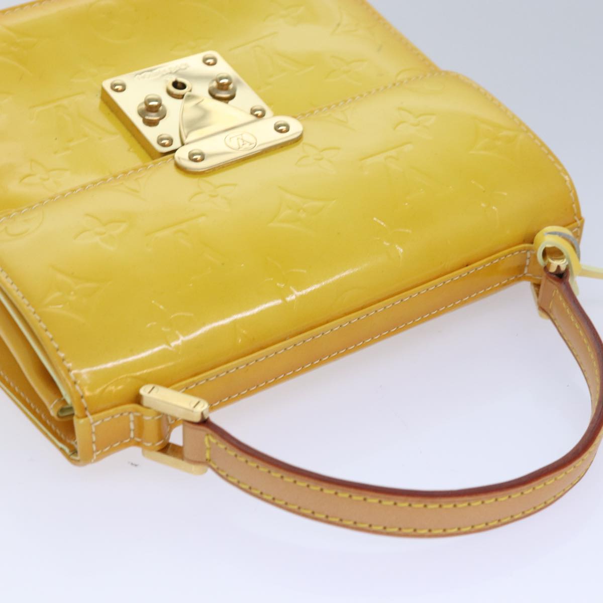 LOUIS VUITTON Monogram Vernis Spring Street Bag Lime Yellow M91068 83865