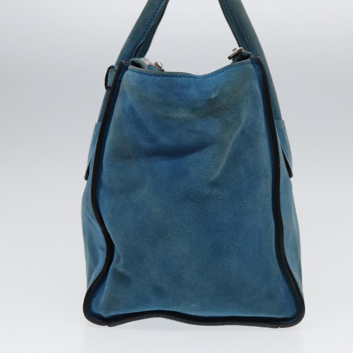 Luxury Prada Hand Bag Suede 2way Blue  83949