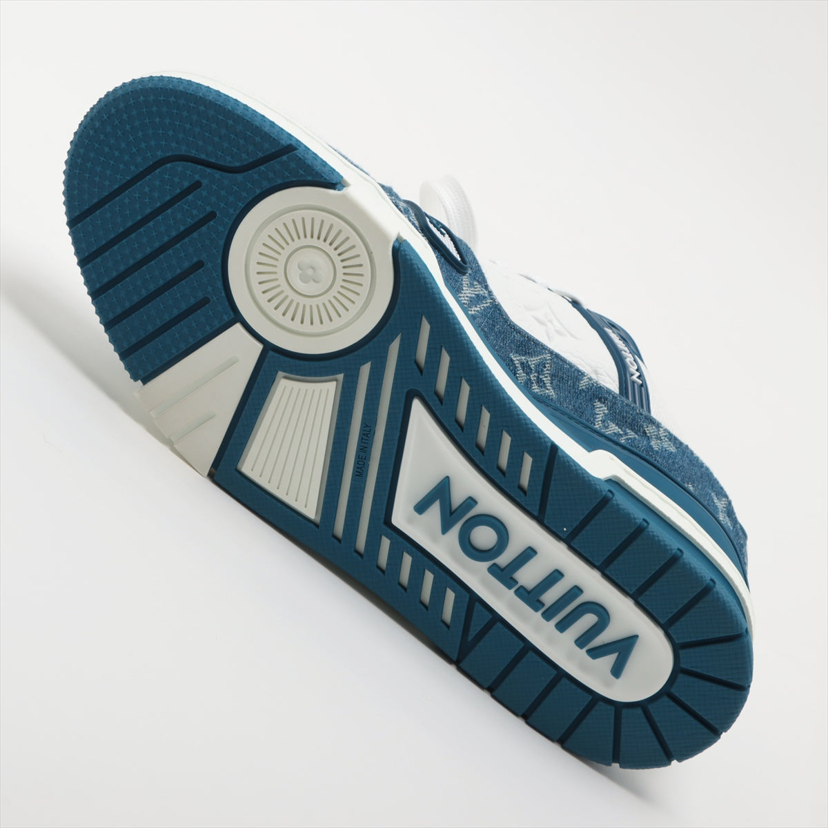 Louis Vuitton LV Trainer Line 23 Years Denim x Leather Sneaker 7 1/2 Men Blue x White BM0213 Monogram Denim X