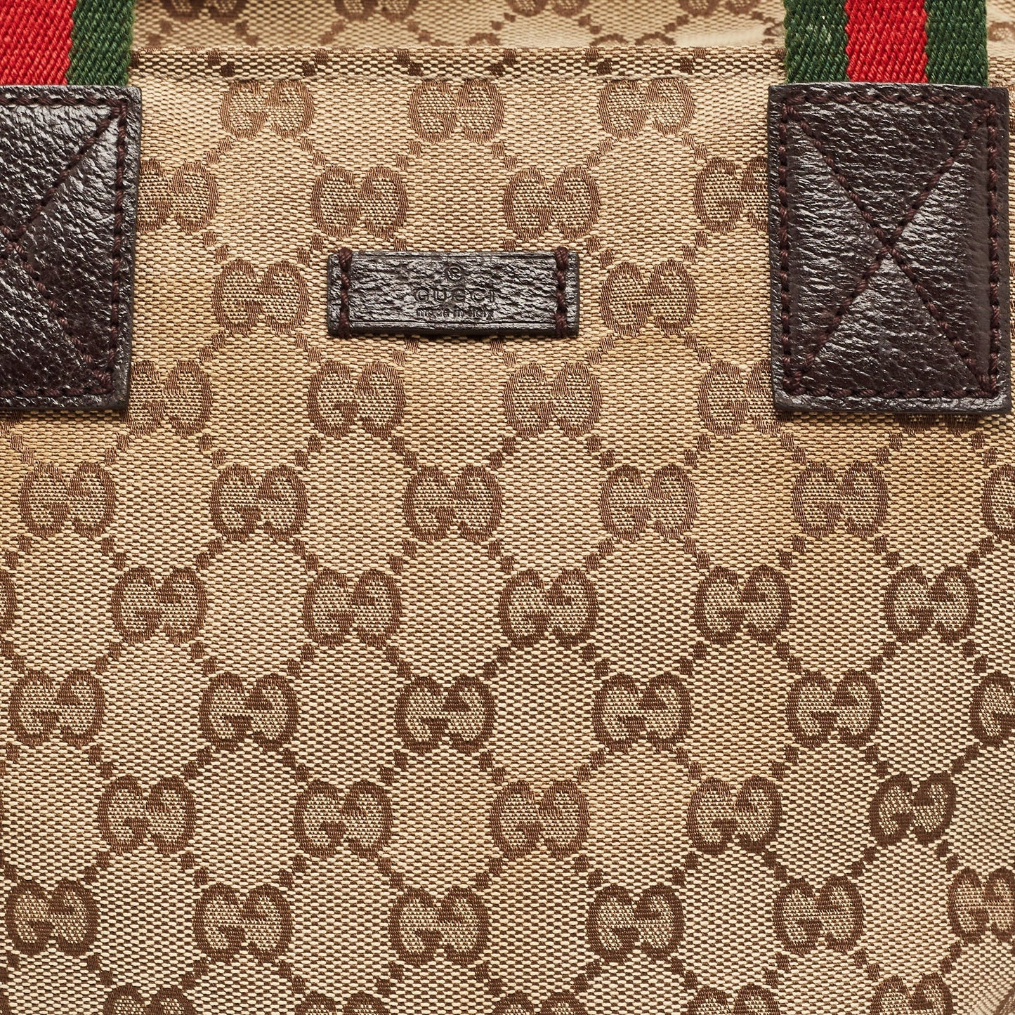 Gucci Brown/beige Gg Canvas And Leather Sherry Line Tote