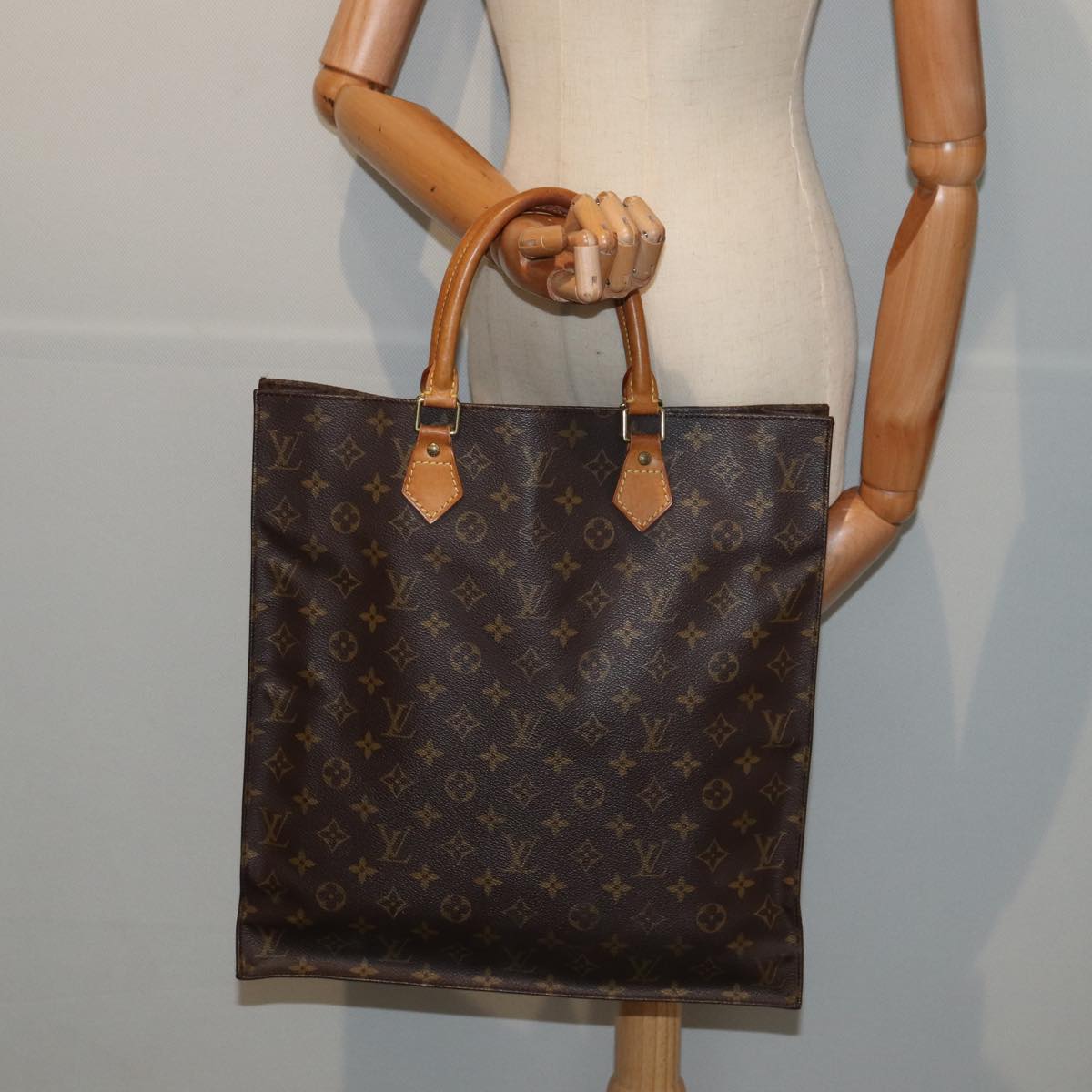 LOUIS VUITTON Monogram Sac Plat Hand Bag M51140 LV 84016