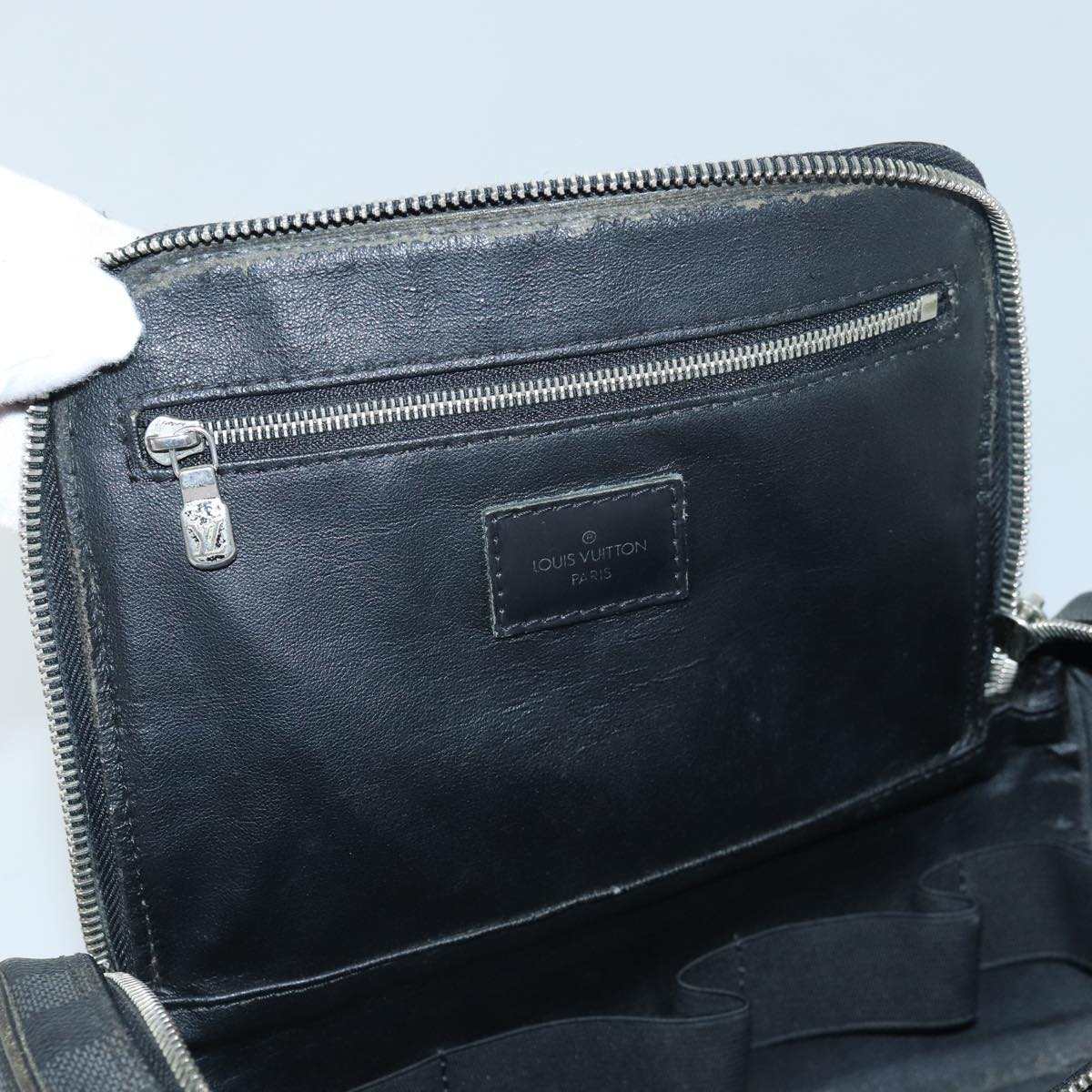 LOUIS VUITTON Damier Graphite C Cracking pouch Clutch Bag N47625 LV 84052