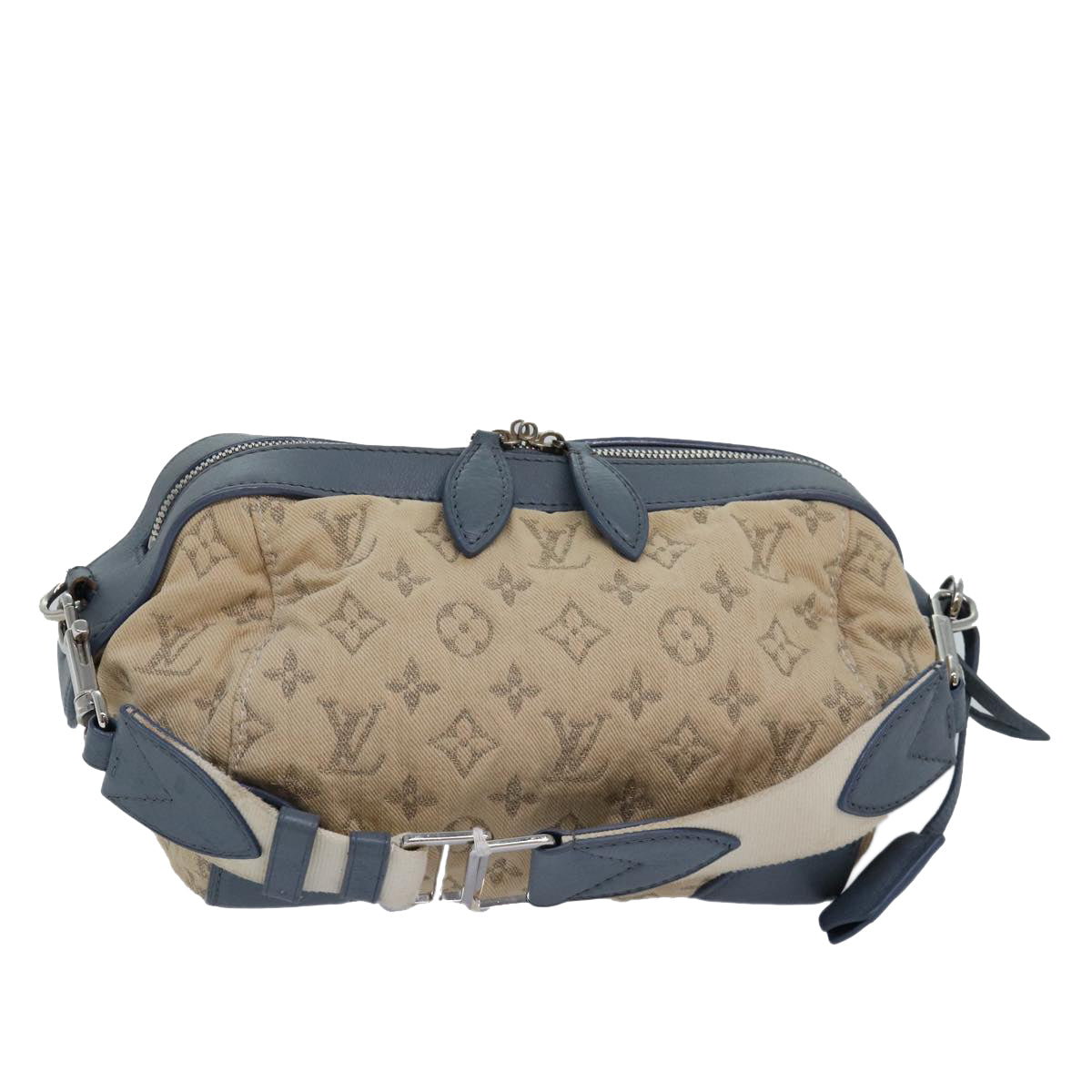 LOUIS VUITTON Monogram denim Pochette round Shoulder Bag Blue M40706 84074