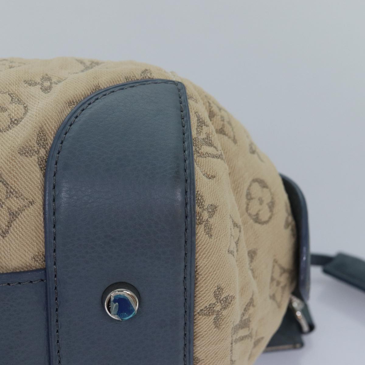 LOUIS VUITTON Monogram denim Pochette round Shoulder Bag Blue M40706 84074