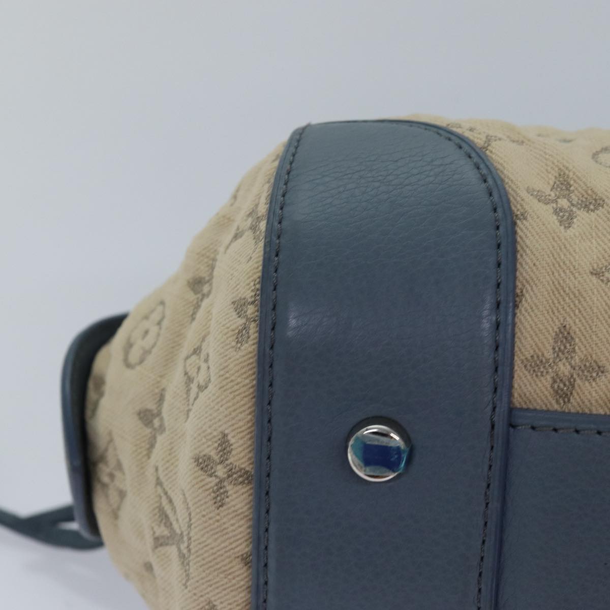 LOUIS VUITTON Monogram denim Pochette round Shoulder Bag Blue M40706 84074