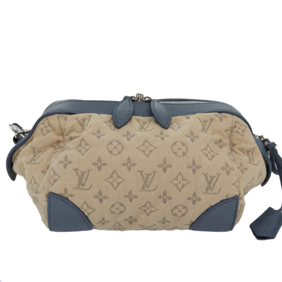 LOUIS VUITTON Monogram denim Pochette round Shoulder Bag Blue M40706 84074