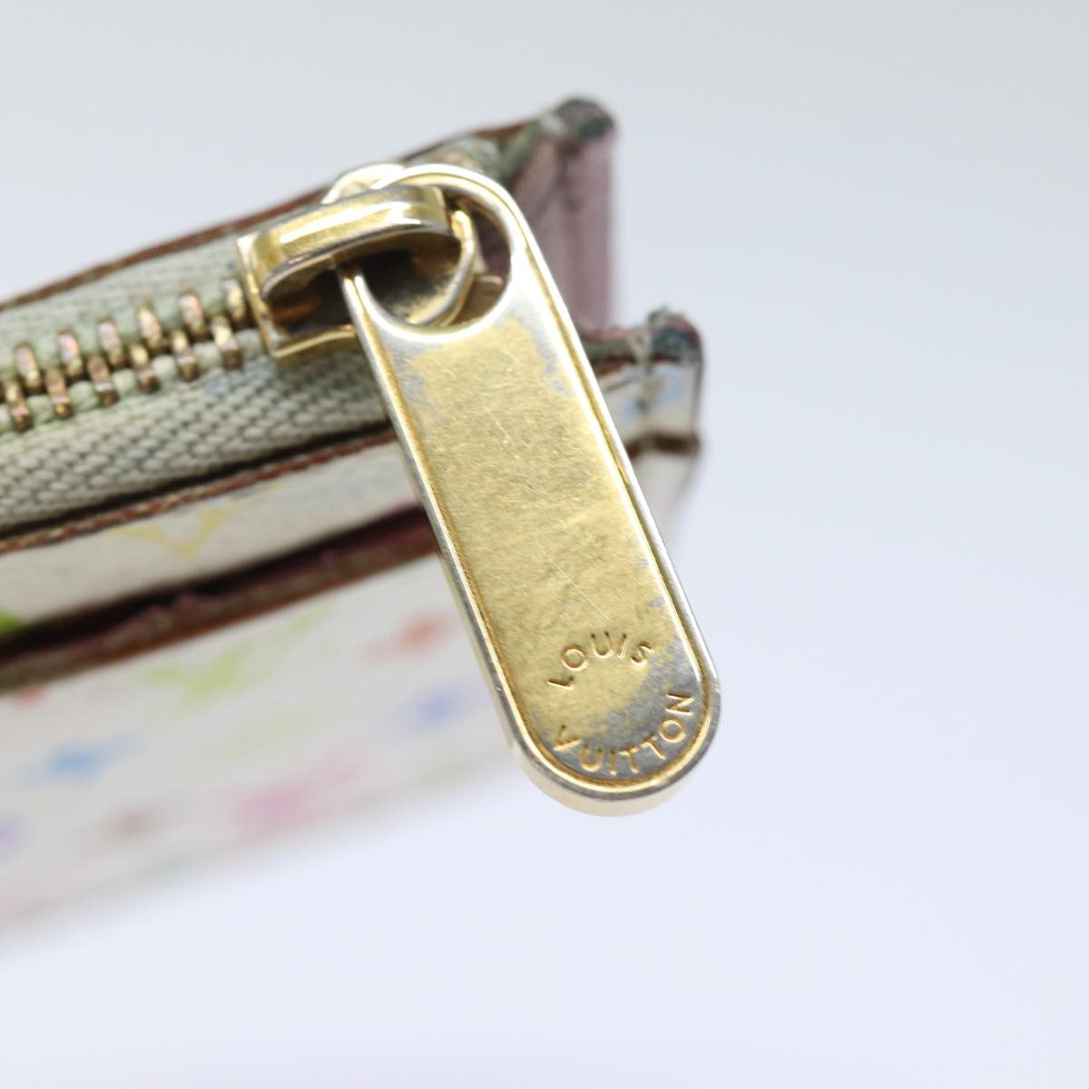 LOUIS VUITTON  Multicolor Pochette ClesNM Coin Purse White M93734 LV 84075