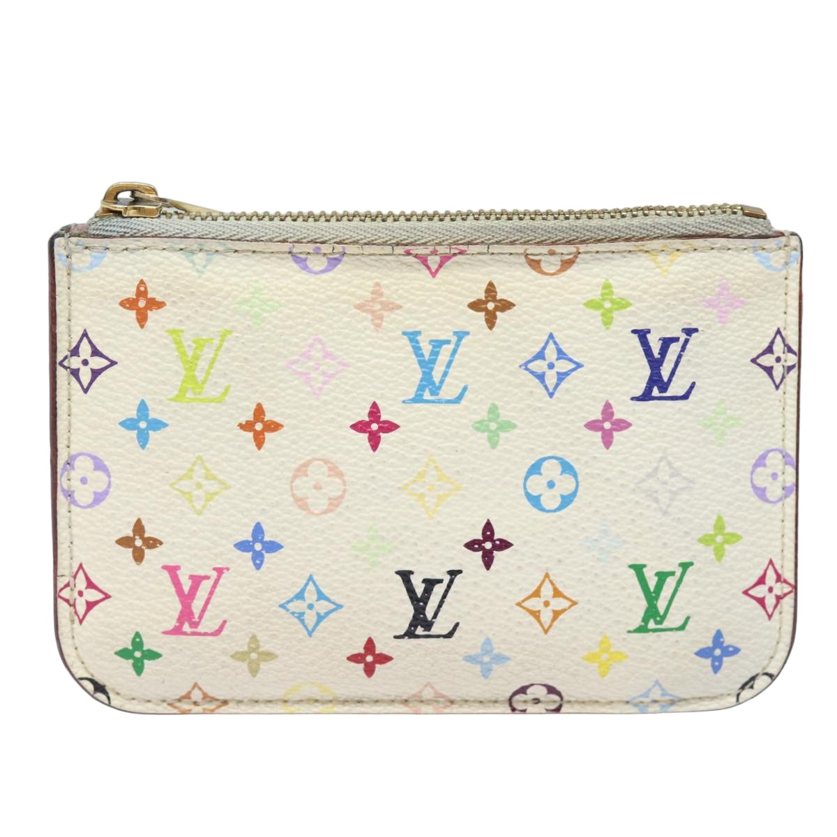LOUIS VUITTON  Multicolor Pochette ClesNM Coin Purse White M93734 LV 84075
