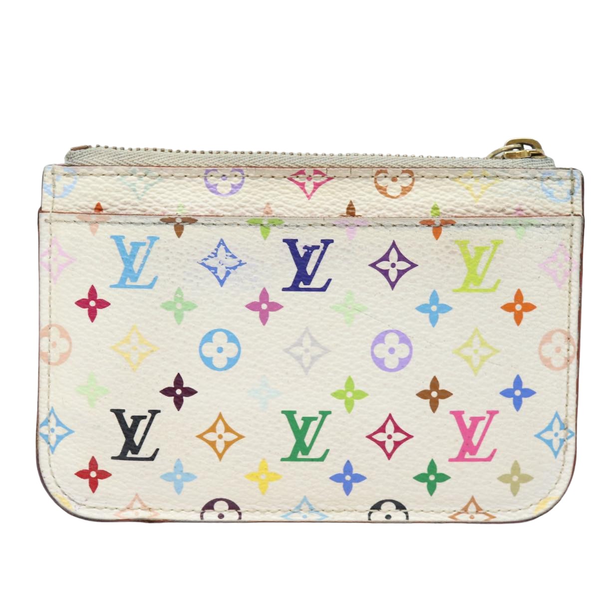 LOUIS VUITTON  Multicolor Pochette ClesNM Coin Purse White M93734 LV 84075