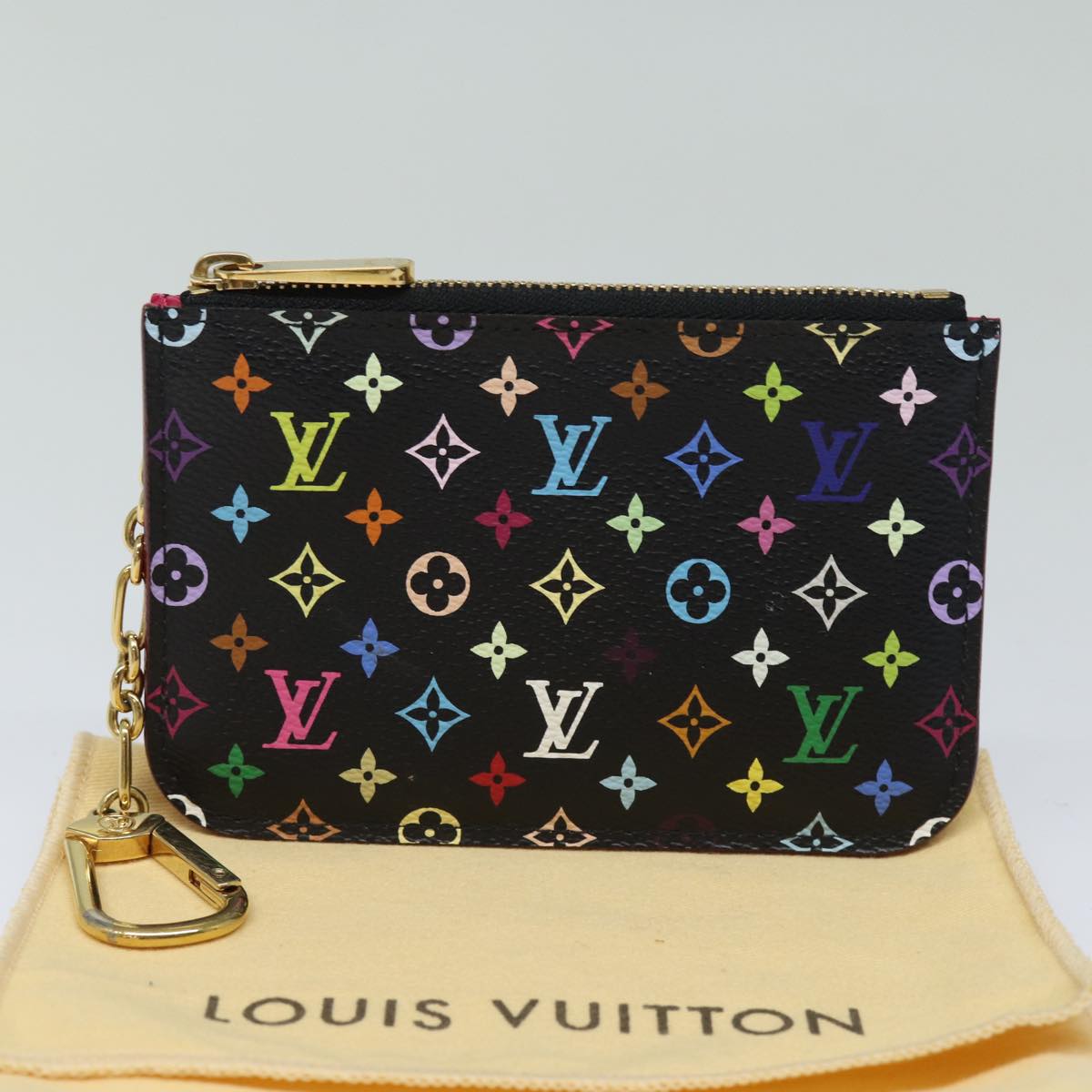 LOUIS VUITTON Multicolor Pochette ClesNM Coin Purse Black M60279 LV 84090