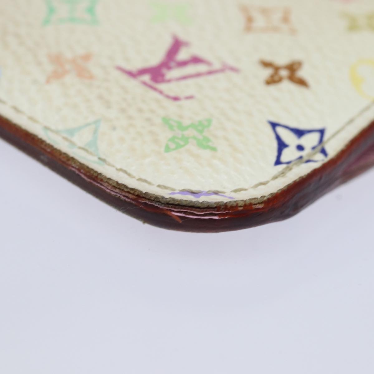 LOUIS VUITTON  Multicolor Pochette ClesNM Coin Purse White M93734 LV 84128