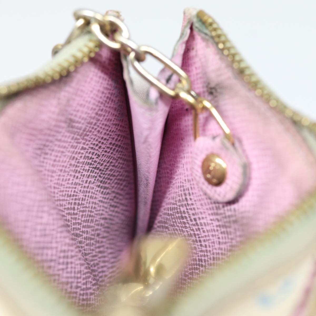 LOUIS VUITTON  Multicolor Pochette ClesNM Coin Purse White M93734 LV 84128