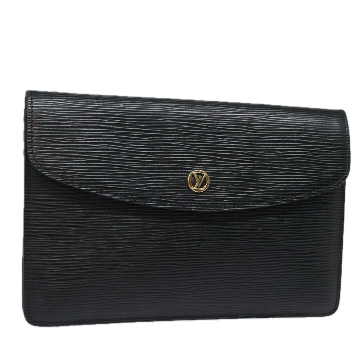 LOUIS VUITTON Epi Montaigne 23 Clutch Bag Black M52662 LV 84140