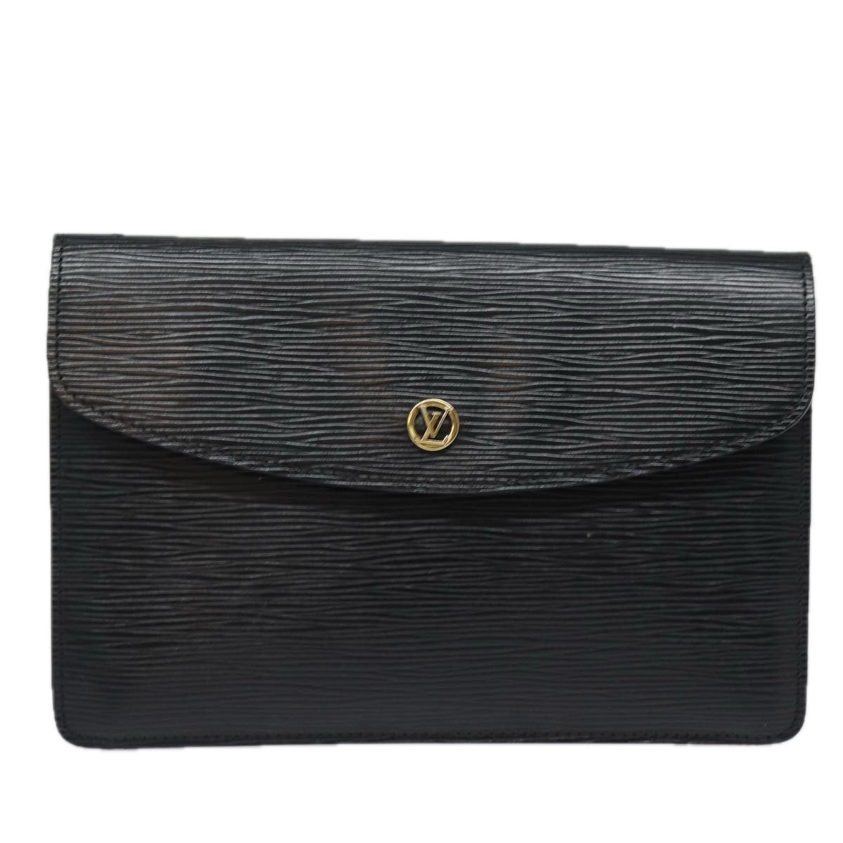 LOUIS VUITTON Epi Montaigne 23 Clutch Bag Black M52662 LV 84140