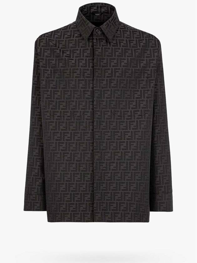 Luxury Fendi Men's FF Long Sleeve Shirt Black