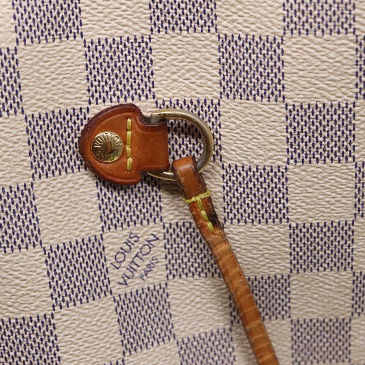 LOUIS VUITTON Damier Azur Neverfull MM Tote Bag N41605 LV 84162