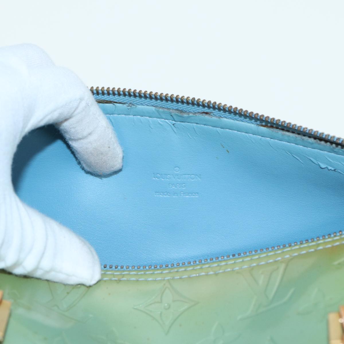 LOUIS VUITTON Monogram Vernis Bedford Hand Bag Baby Blue M91007 LV 84173