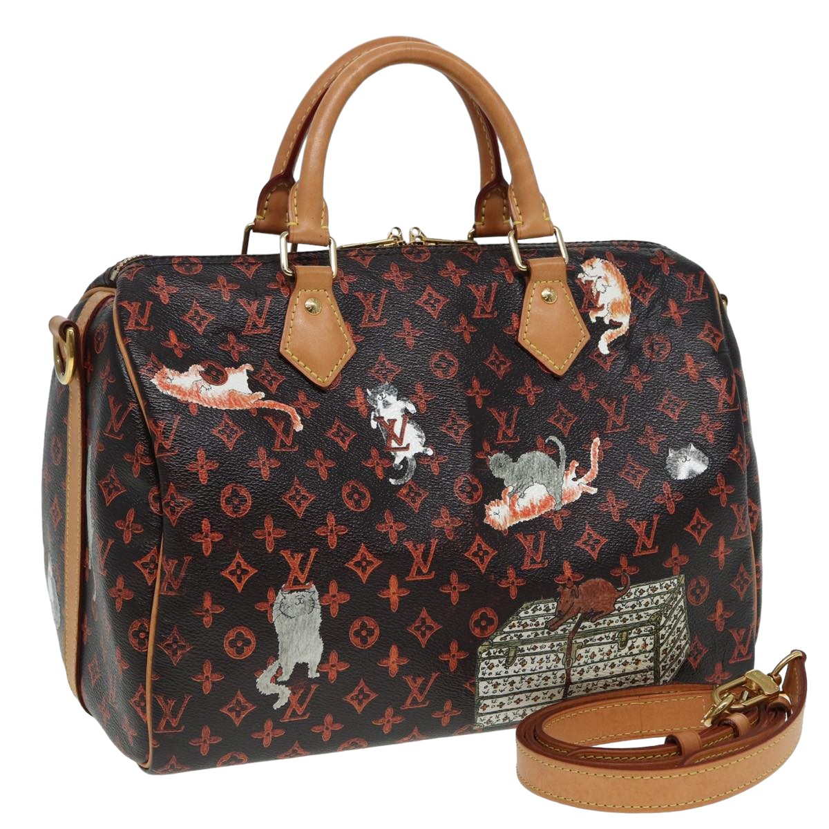 LOUIS VUITTON Catgram Speedy Bandouliere 30 Hand Bag Brown M44401 LV 84188