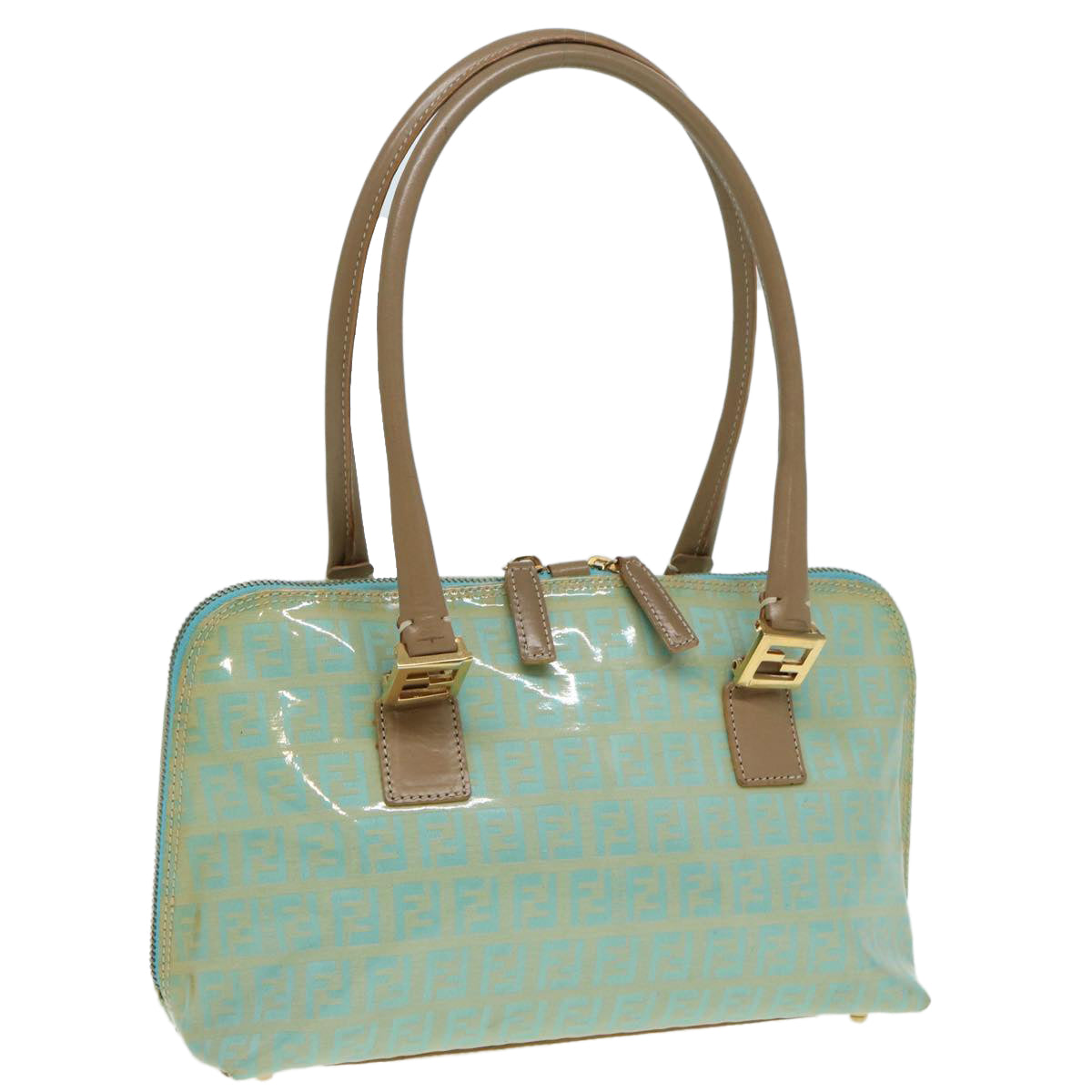 Luxury Fendi Zucchino Canvas Shoulder Bag Enamel Peppermint84217