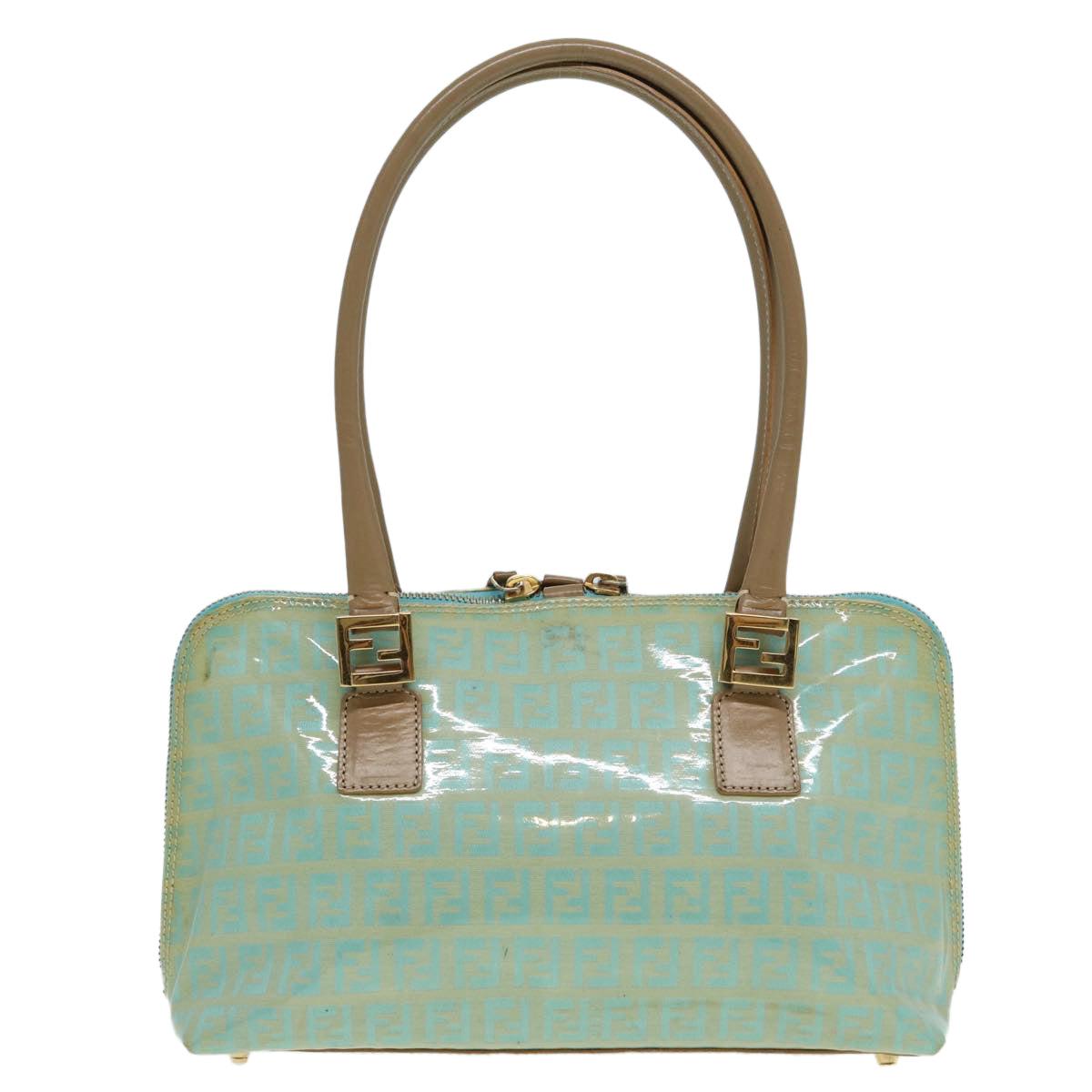 Luxury Fendi Zucchino Canvas Shoulder Bag Enamel Peppermint84217