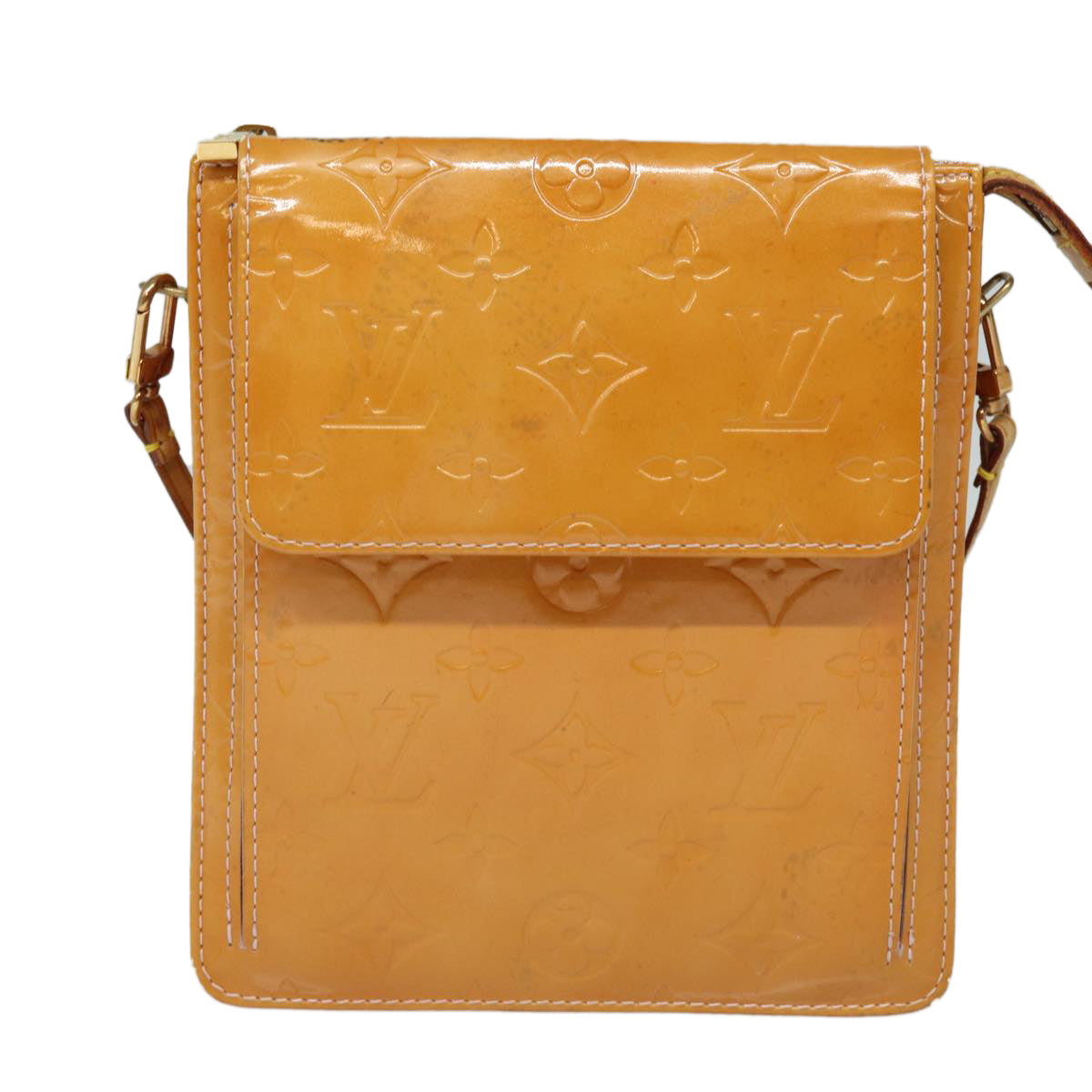 LOUIS VUITTON Monogram Vernis Motto Pouch Marshmallow Pink M91312 LV 84288