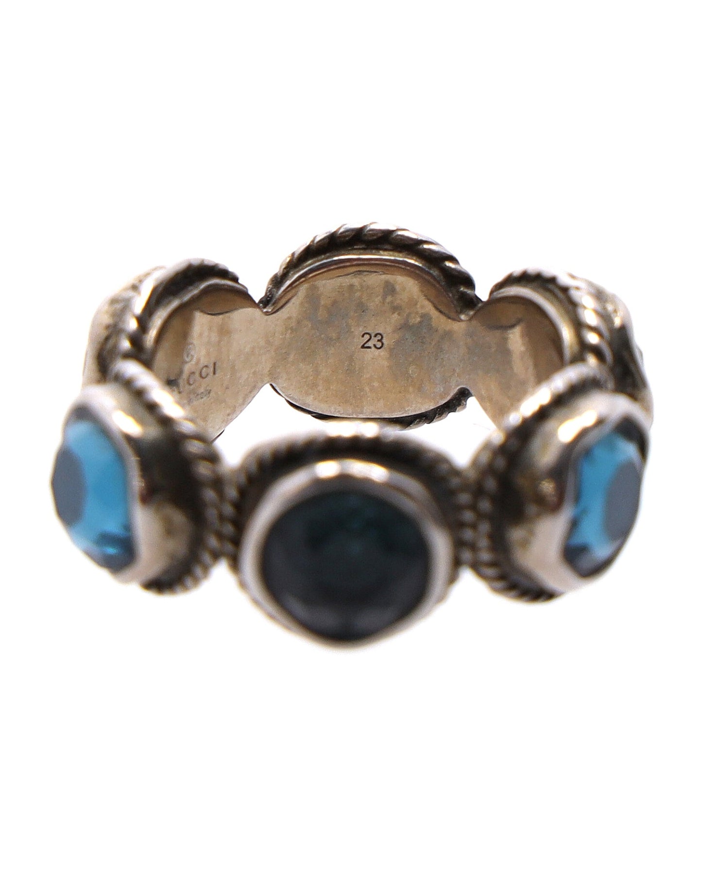 Luxury Gucci Trending 2025 Interlocking G Swarovski Crystal Ring in Silver Metal