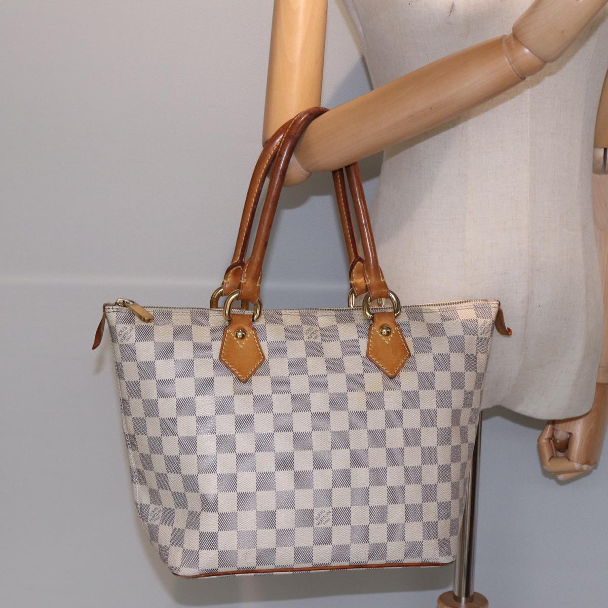 LOUIS VUITTON Damier Azur Saleya PM Tote Bag N51186 LV 84394