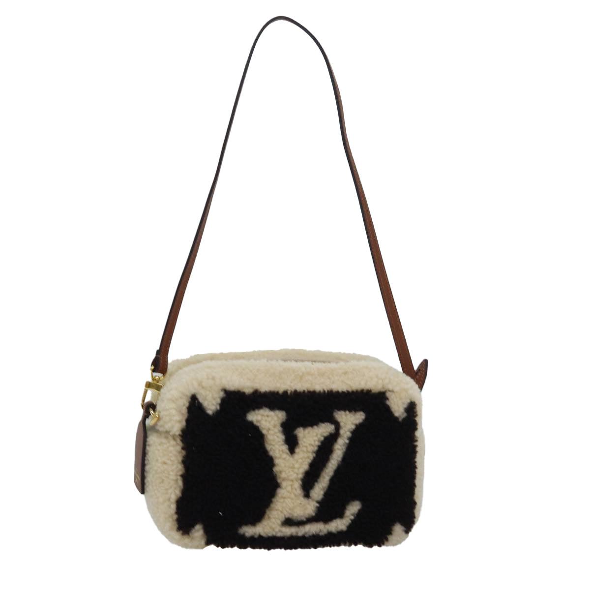 LOUIS VUITTON Monogram Teddy Beach Pouch Beige Black M68599 LV 84395SA