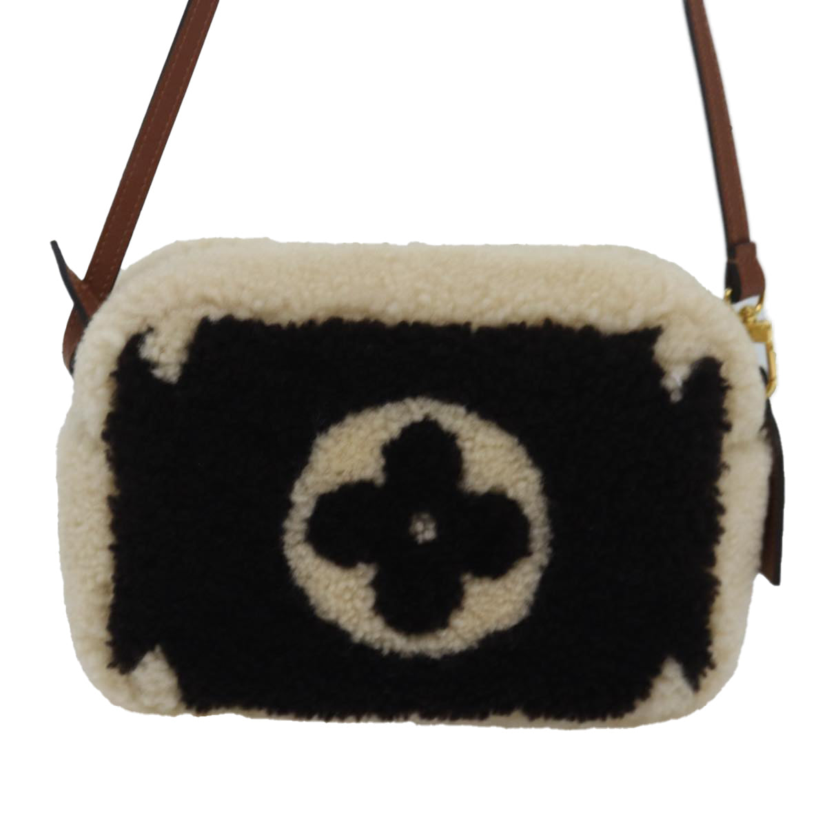 LOUIS VUITTON Monogram Teddy Beach Pouch Beige Black M68599 LV 84395SA