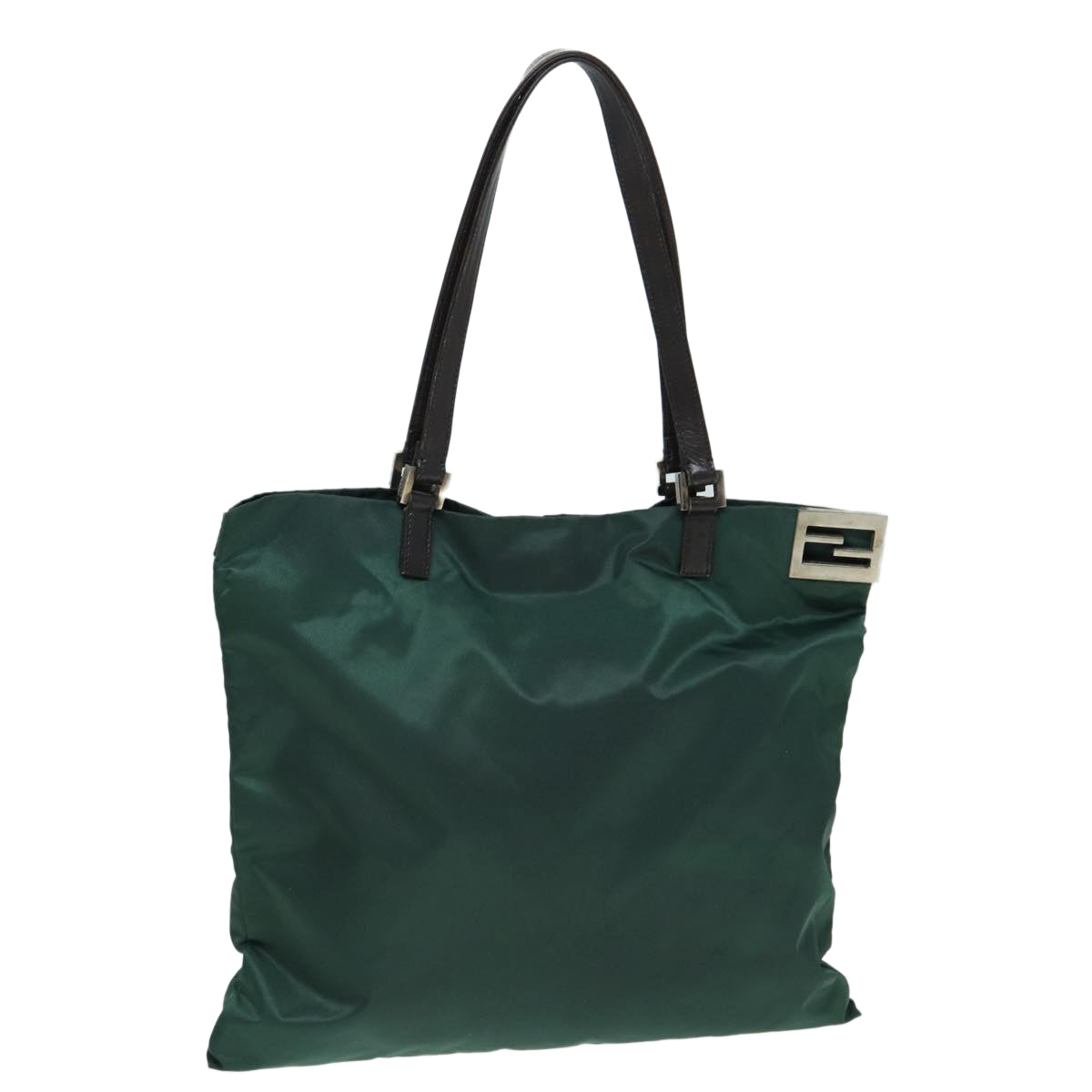 Luxury Fendi Tote Bag Nylon Leather Green Brown84445