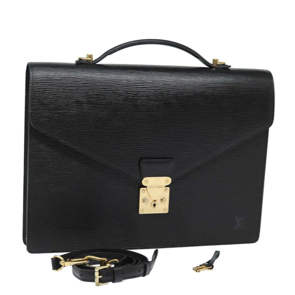 LOUIS VUITTON Epi Porte Documents Bandouliere Black M54462 LV 84523