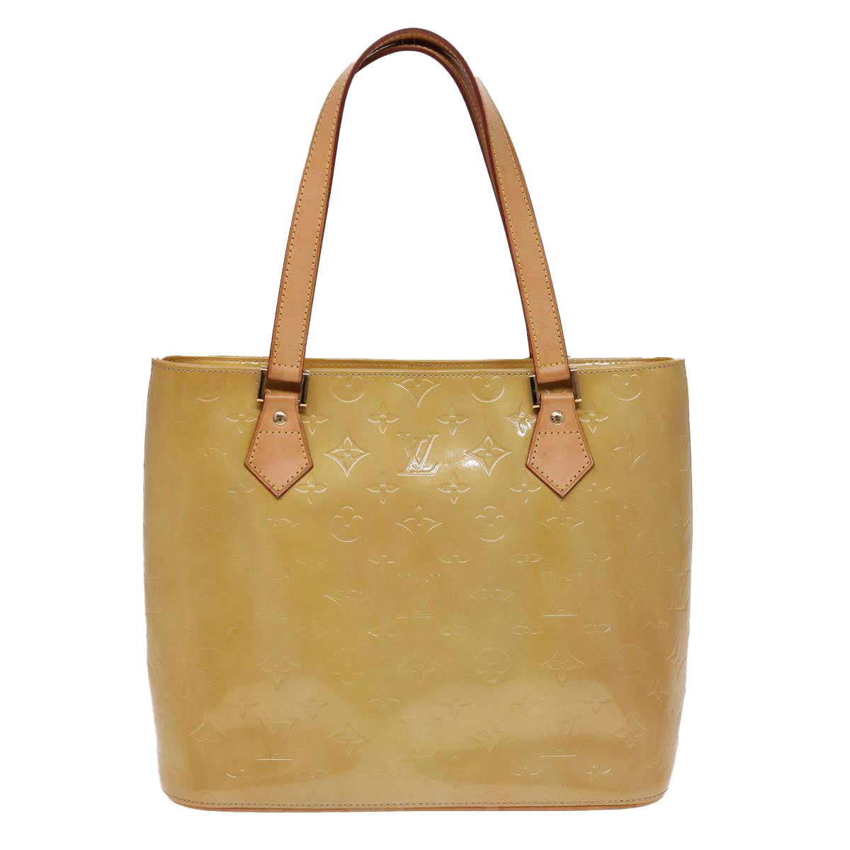 LOUIS VUITTON Monogram Vernis Houston Hand Bag Beige M91004 LV 84536