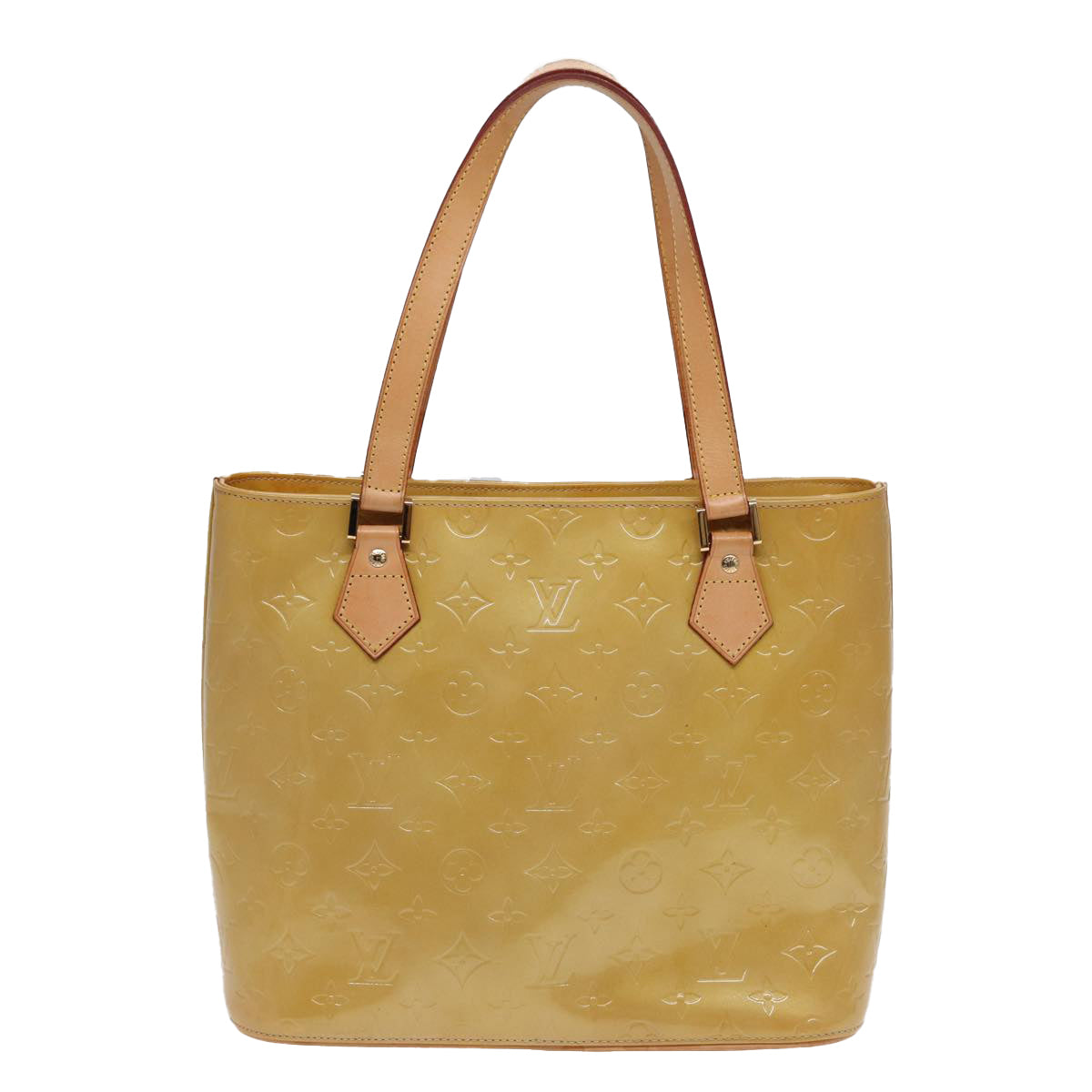 LOUIS VUITTON Monogram Vernis Houston Hand Bag Beige M91004 LV 84536