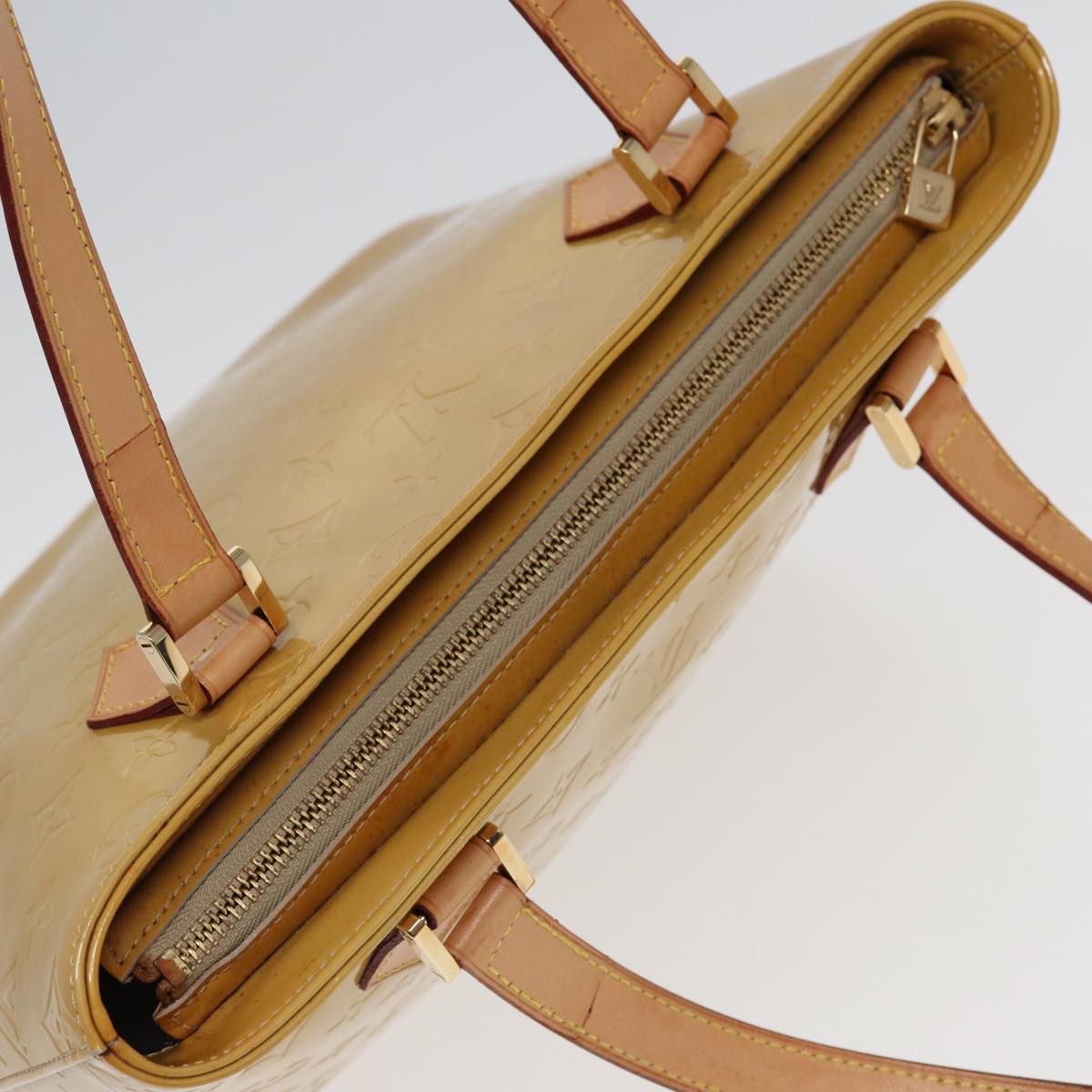 LOUIS VUITTON Monogram Vernis Houston Hand Bag Beige M91004 LV 84536