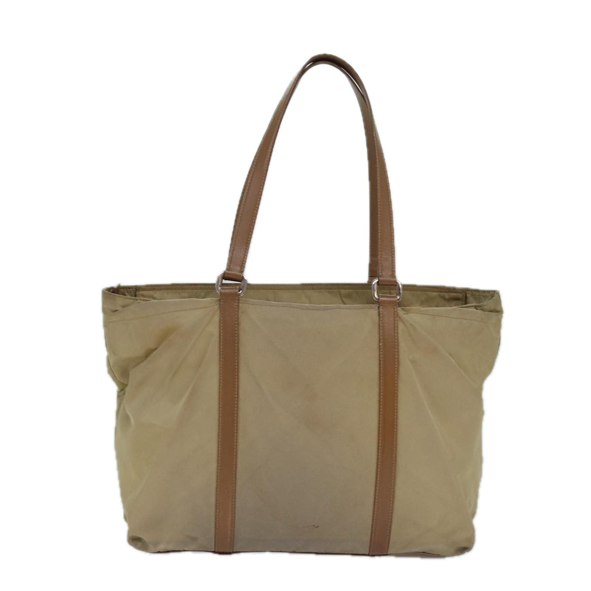 Luxury Prada Tote Bag Nylon Beige Silver  84544