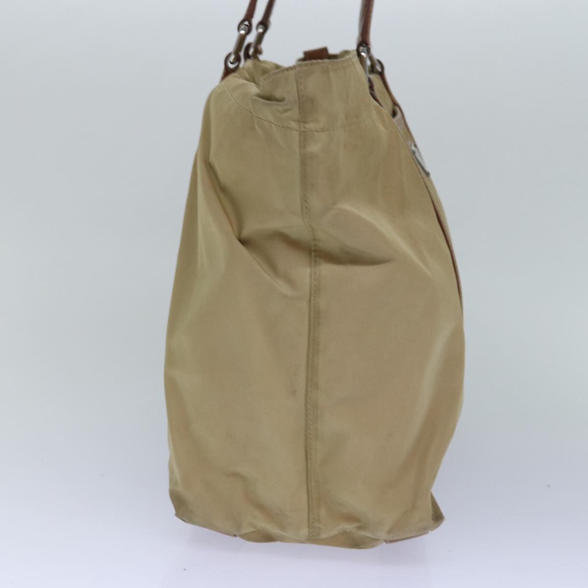 Luxury Prada Tote Bag Nylon Beige Silver  84544