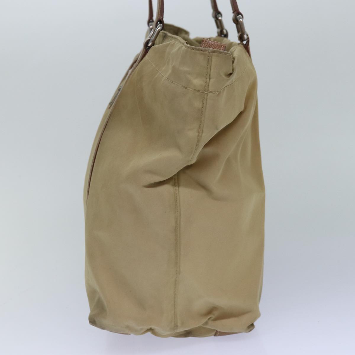 Luxury Prada Tote Bag Nylon Beige Silver  84544