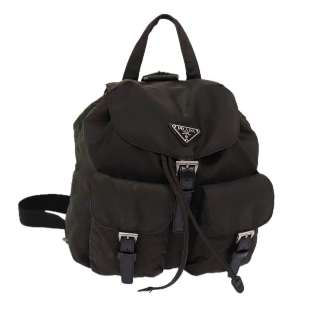 Luxury Prada Backpack Nylon Brown Silver  84546