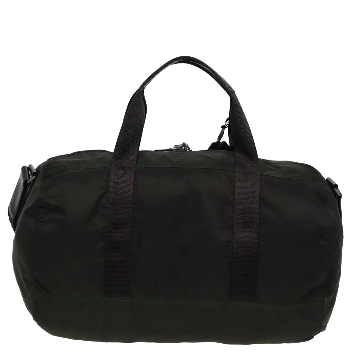 Luxury Prada Boston Bag Nylon 2way Khaki Silver  84548