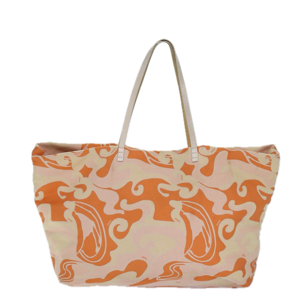 Luxury Fendi Tote Bag Canvas Orange Gold84555