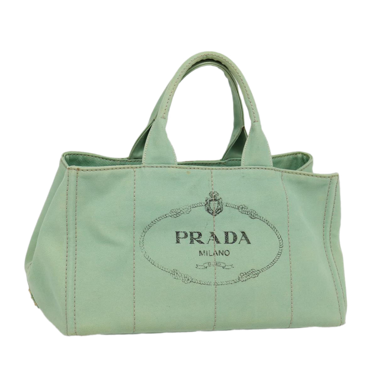 Luxury Prada Canapa GM Hand Bag Canvas Gold Green  84590