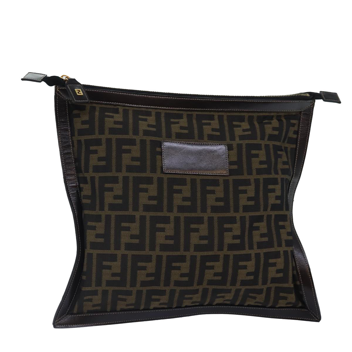 Luxury Fendi Zucca Canvas Clutch Bag Brown Black gold84616