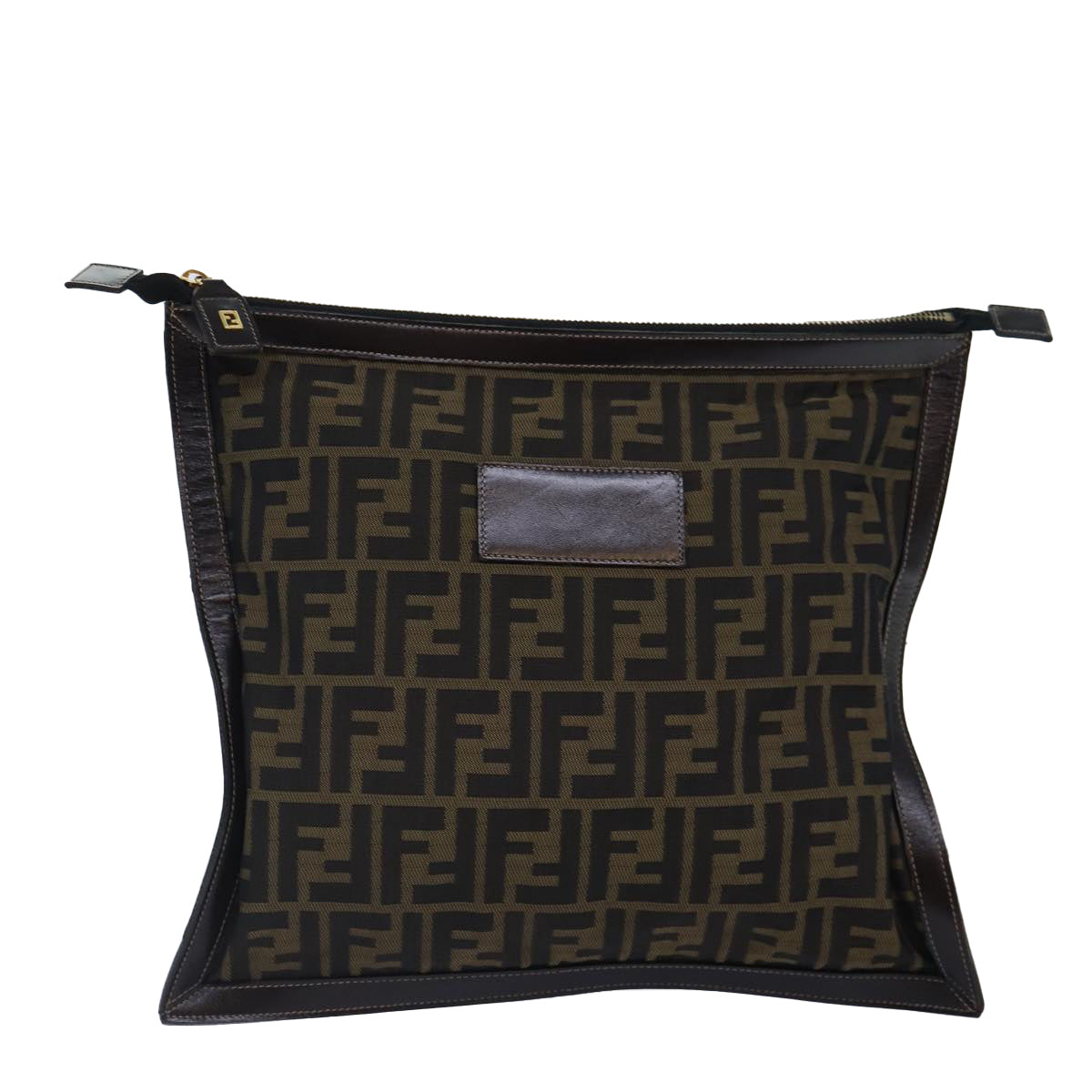 Luxury Fendi Zucca Canvas Clutch Bag Brown Black gold84616