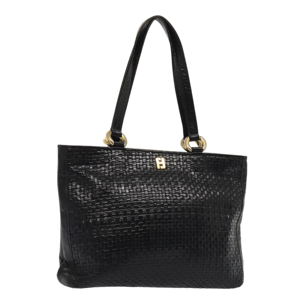 Luxury Fendi Tote Bag Leather Black Gold84621