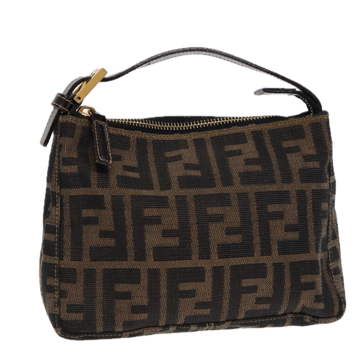 Luxury Fendi Zucca Canvas Hand Bag Brown Black gold84622