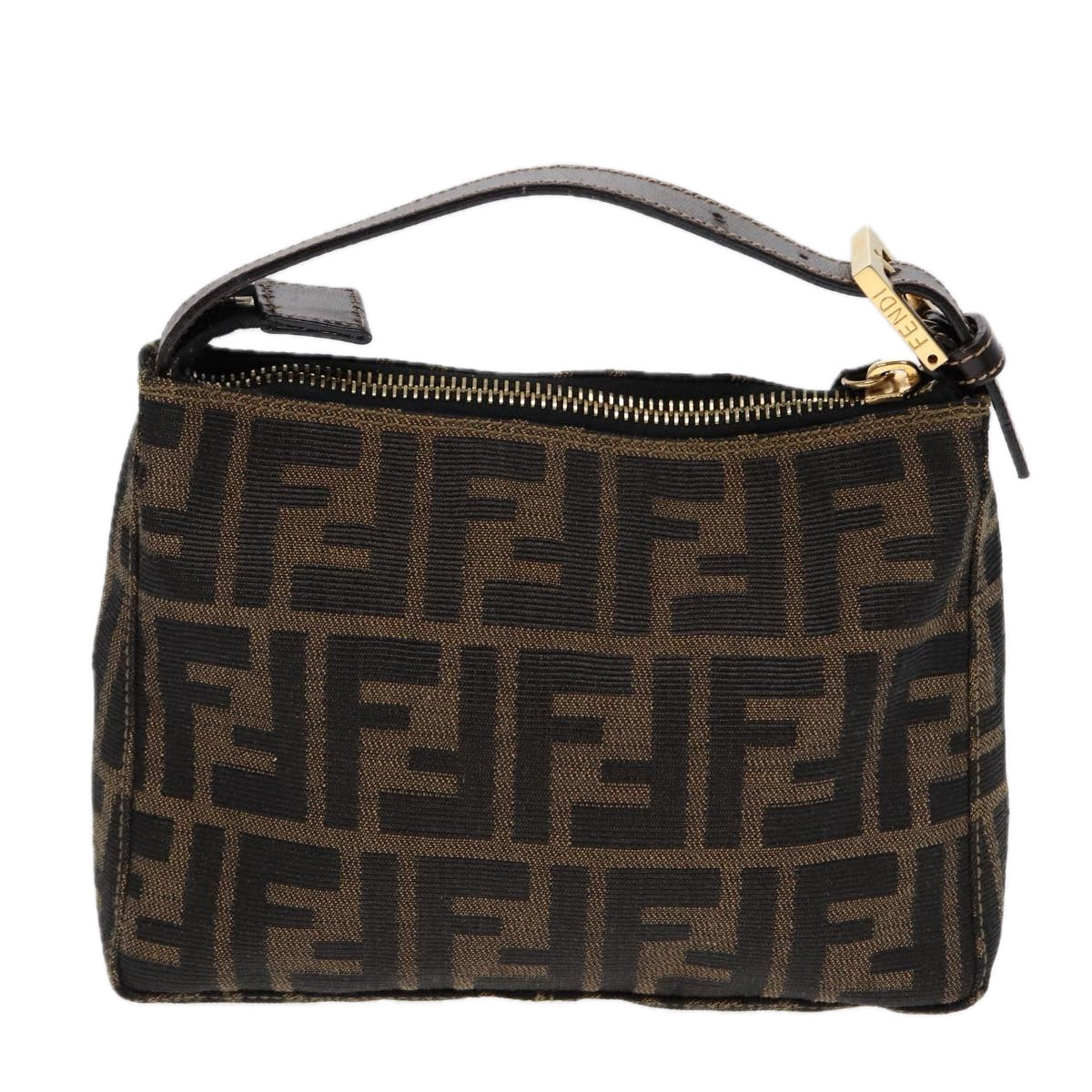Luxury Fendi Zucca Canvas Hand Bag Brown Black gold84622