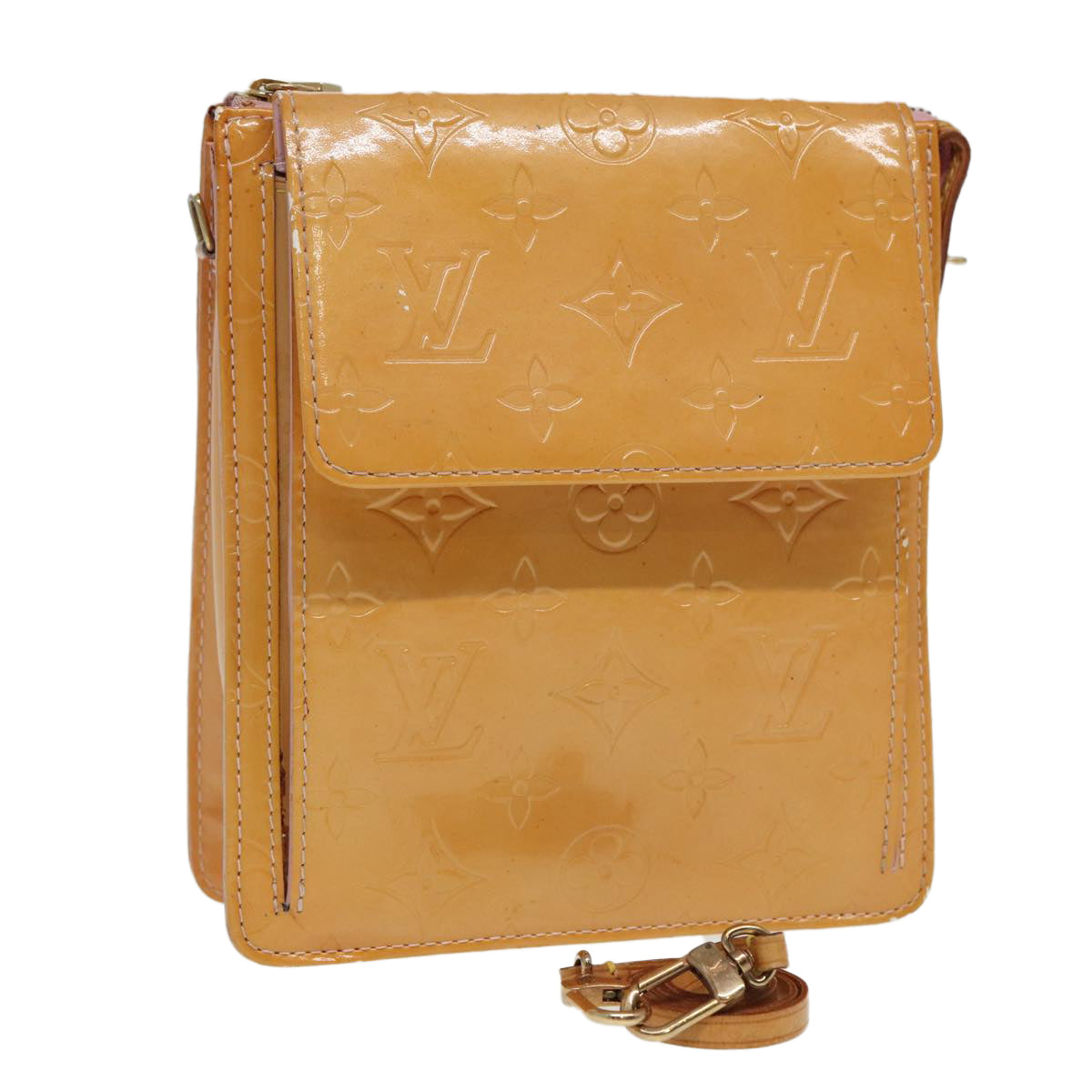 LOUIS VUITTON Monogram Vernis Motto Pouch Marshmallow Pink M91312 LV 84628