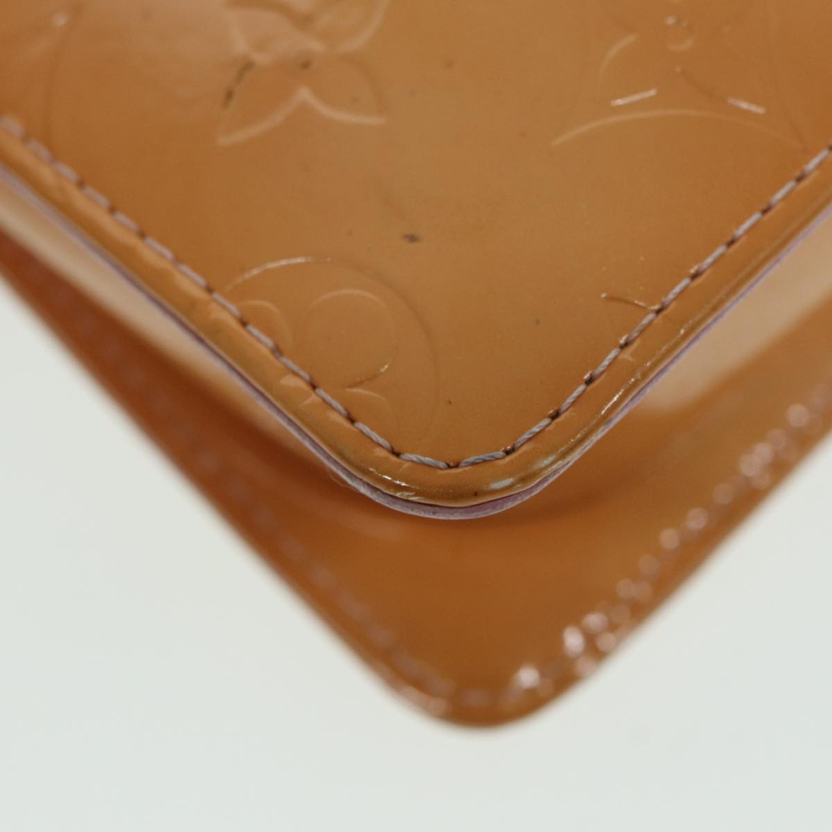 LOUIS VUITTON Monogram Vernis Motto Pouch Marshmallow Pink M91312 LV 84628