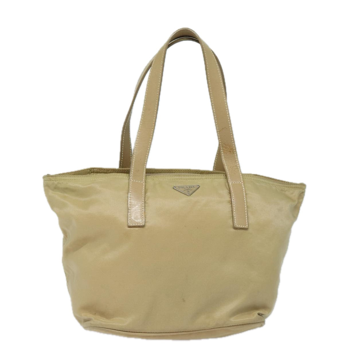 Luxury Prada Hand Bag Nylon Silver Beige  84643