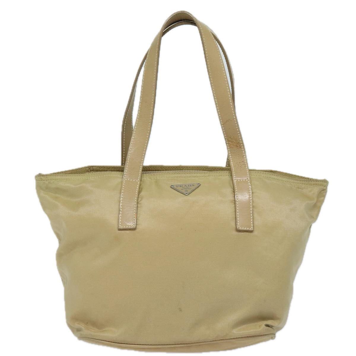 Luxury Prada Hand Bag Nylon Silver Beige  84643